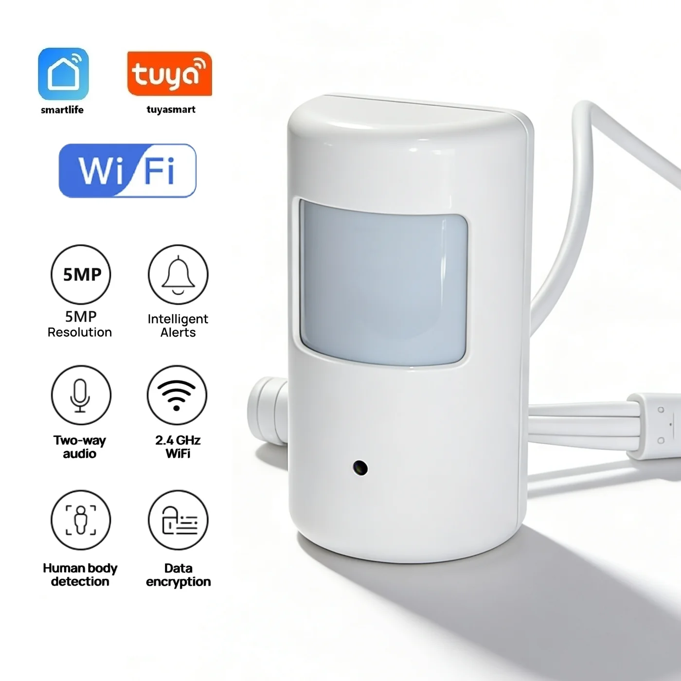 Tuya Smart WiFi IP Camera PIR Shell Design Indoor Hidden Security Camera 2MP 5MP Night Vision 2-Way Audio Motion Detection Cam