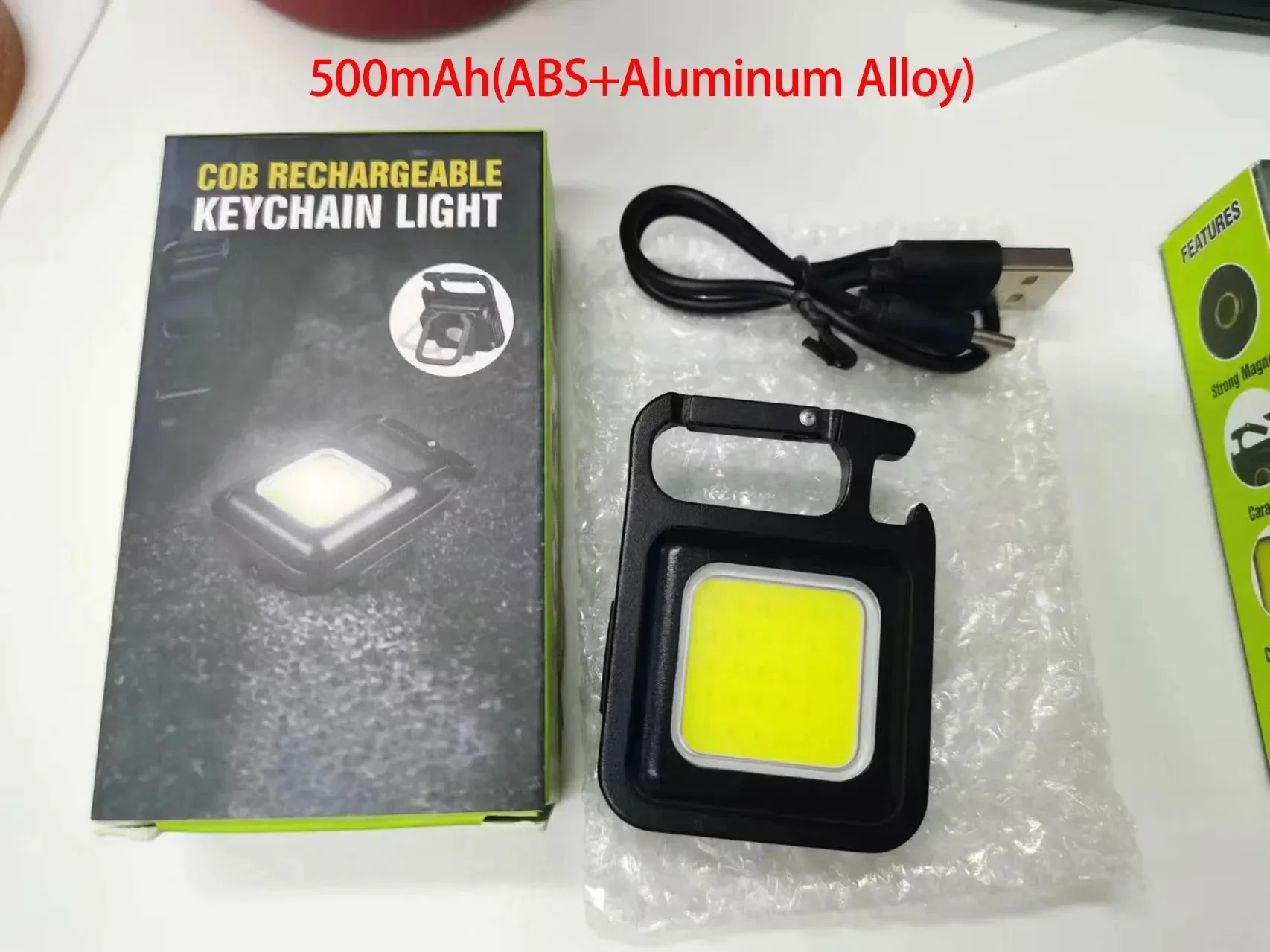 Super Bright 1500LM Work Light COB 500mah LED Flashlight Pocket Keychain USB Rechargeable Waterproof For Outdoor Camping