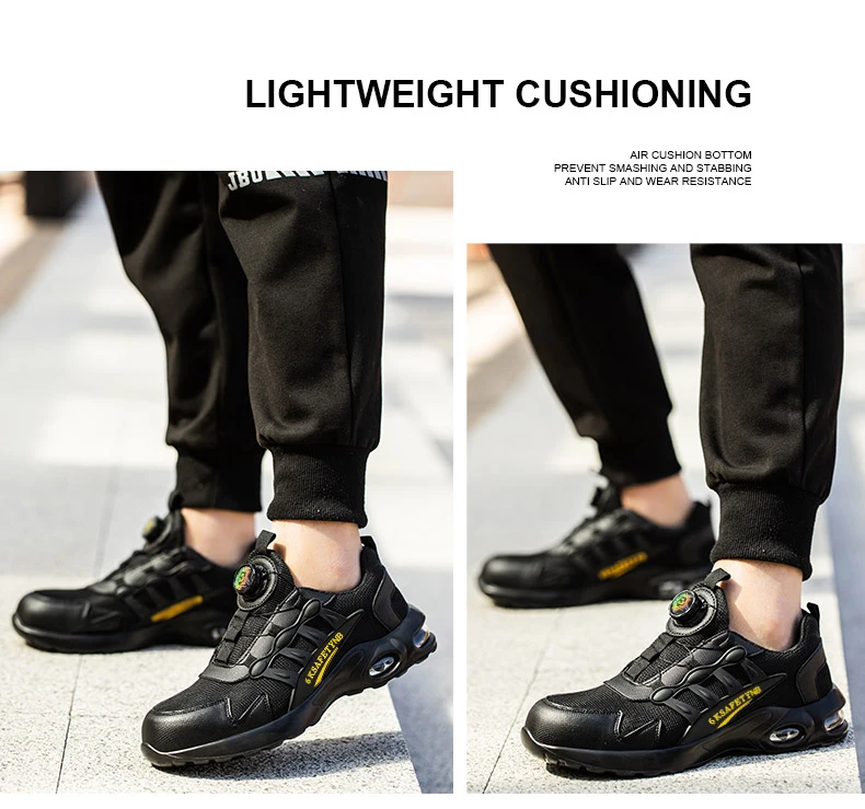 Steel Toe Shoes for Men Indestructible Work Shoes Lightweight Non Slip Safety Shoes Air Shock Sneakers Construction Work Shoes