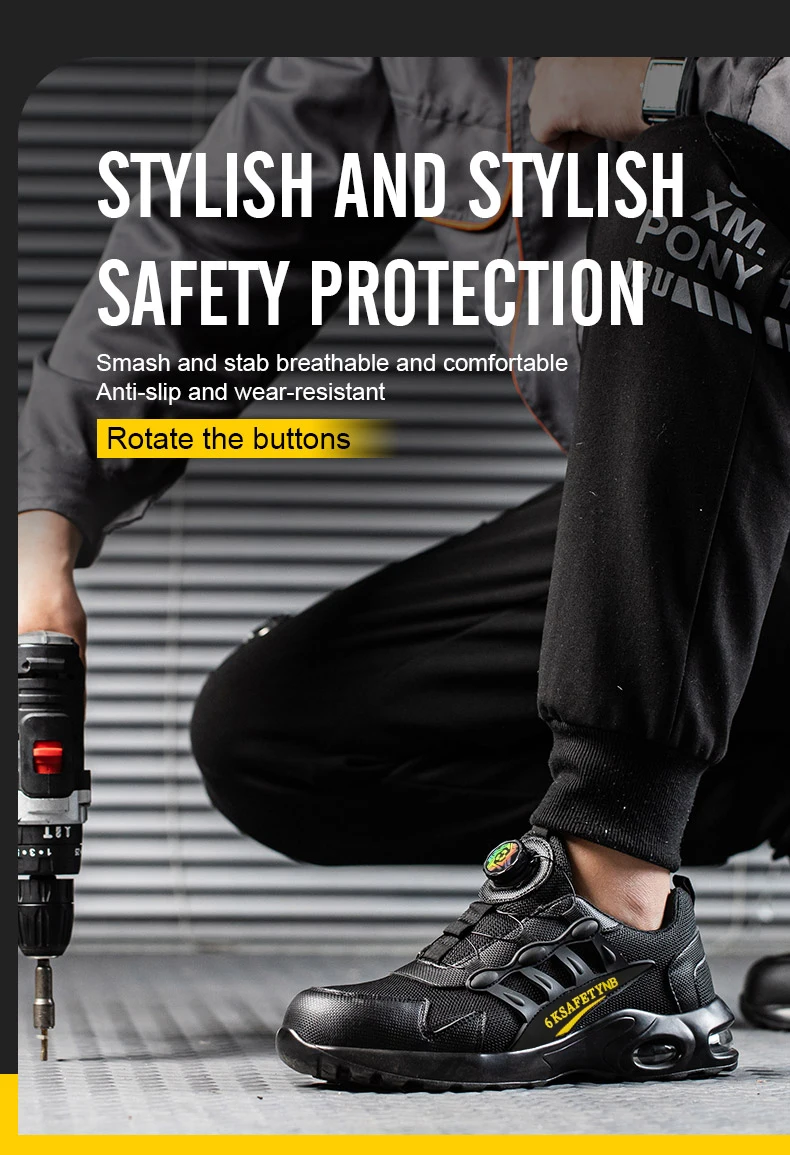 Steel Toe Shoes for Men Indestructible Work Shoes Lightweight Non Slip Safety Shoes Air Shock Sneakers Construction Work Shoes