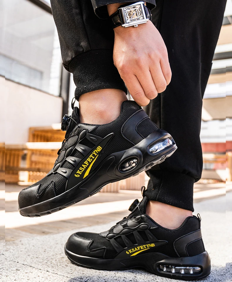 Steel Toe Shoes for Men Indestructible Work Shoes Lightweight Non Slip Safety Shoes Air Shock Sneakers Construction Work Shoes