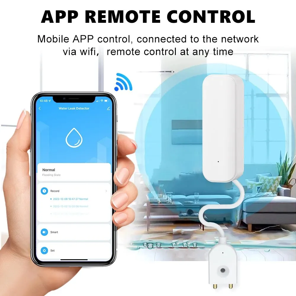 Tuya WiFi or Zigbee Water Level Sensor Leakage Alarm Flood Leak Detector Smart Home Life APP Water Alert Overflow Alarm Security