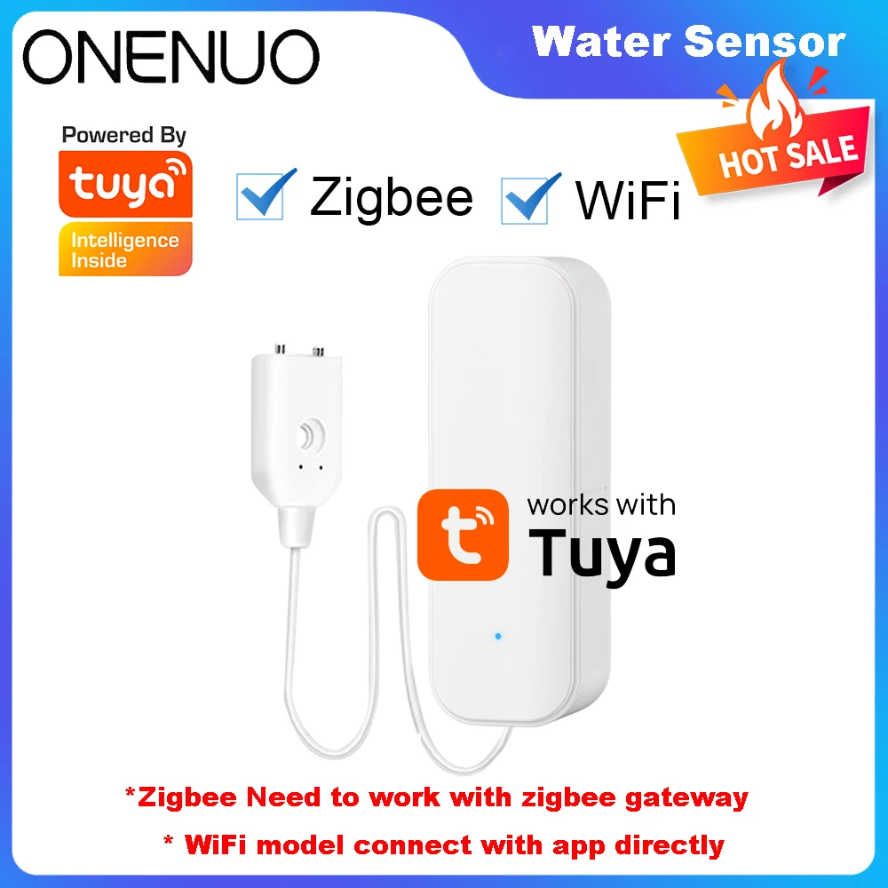 Tuya WiFi or Zigbee Water Level Sensor Leakage Alarm Flood Leak Detector Smart Home Life APP Water Alert Overflow Alarm Security