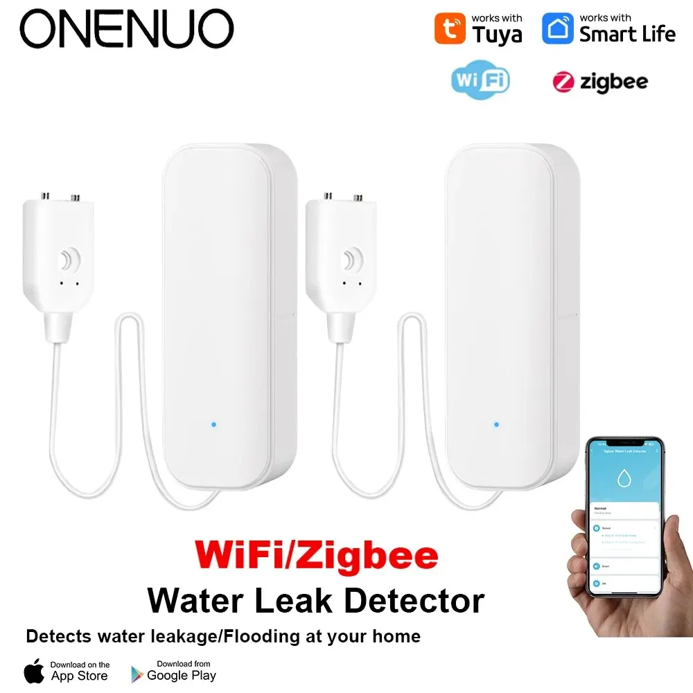 Tuya WiFi or Zigbee Water Level Sensor Leakage Alarm Flood Leak Detector Smart Home Life APP Water Alert Overflow Alarm Security