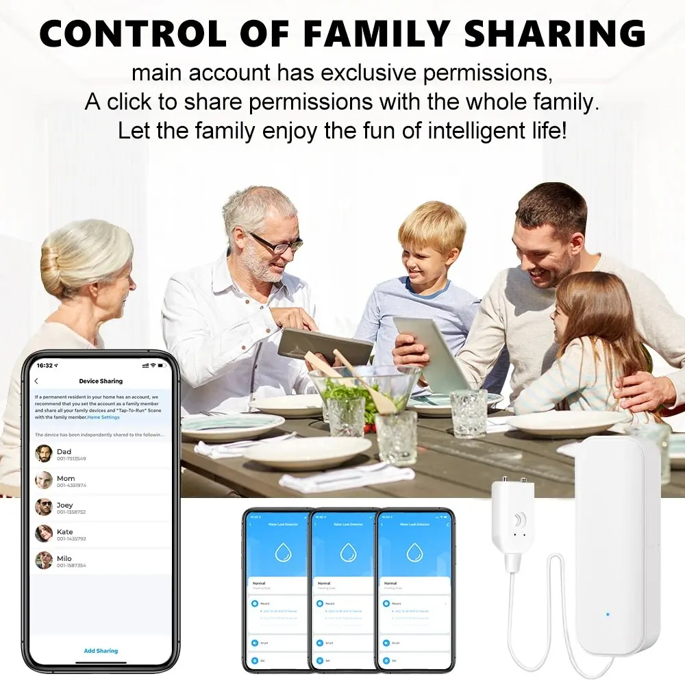 Tuya WiFi or Zigbee Water Level Sensor Leakage Alarm Flood Leak Detector Smart Home Life APP Water Alert Overflow Alarm Security