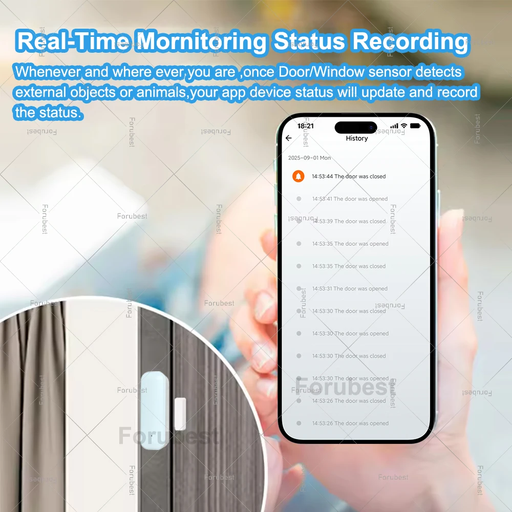 Tuya Zigbee Smart Door Sensor Contact Sensor Window Door Open Closed Detector Home Security Protection Device Works With Z2MQTT