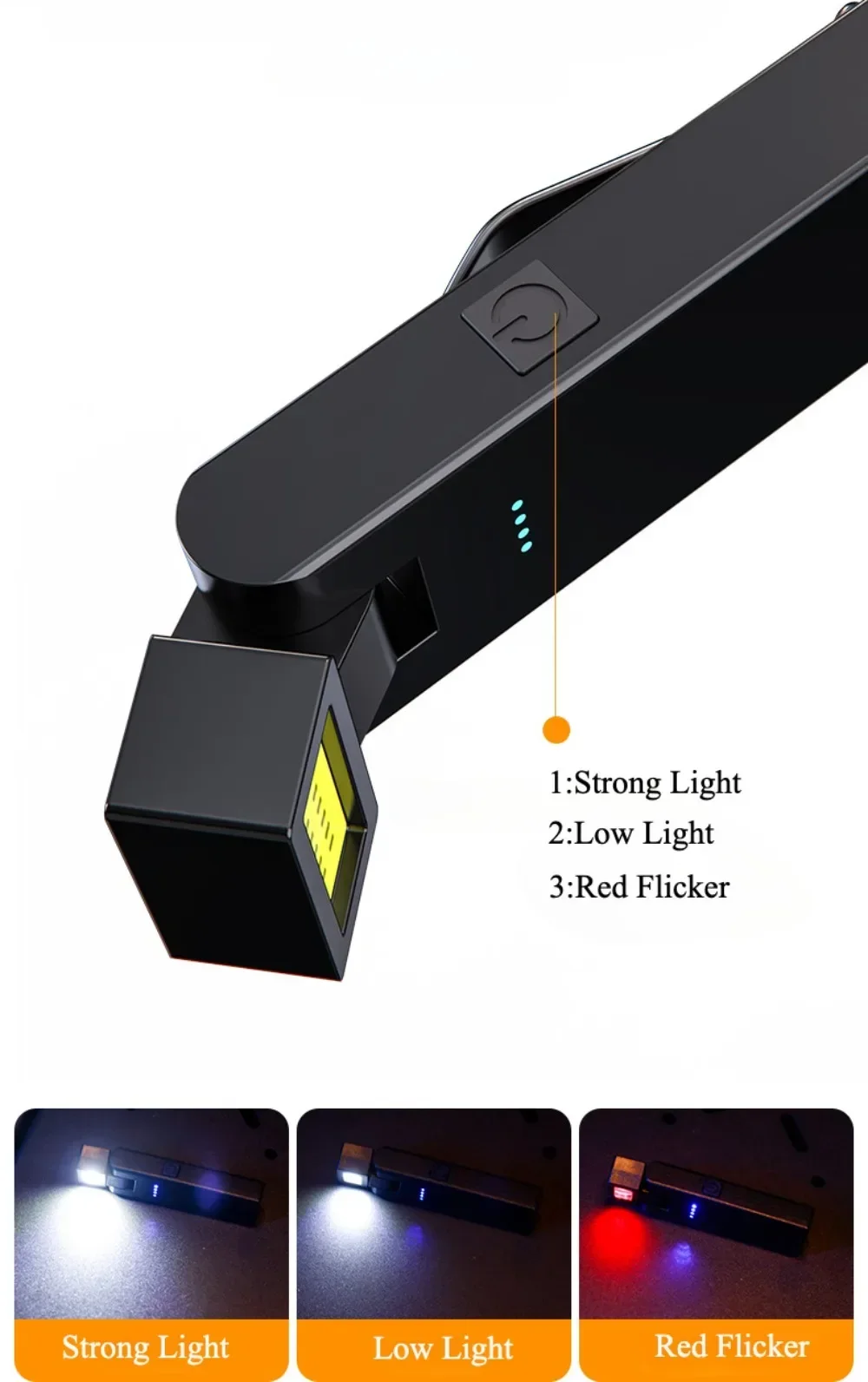 1-3PCS Portable COB Work Light LED Mini Flashlight Magnetic Base Rechargeable 180° Rotate Portable Inspection Light Riding Camp