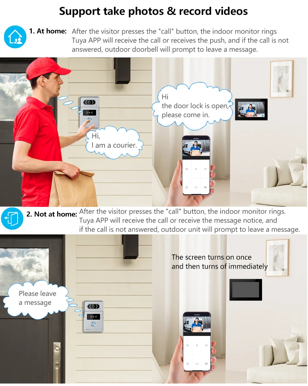 Support Tuya APP 7Inch Video DoorPhone Intercom System RFID Doorbell Camera Monitor Talk App Unlock HD Night Vision for Villa