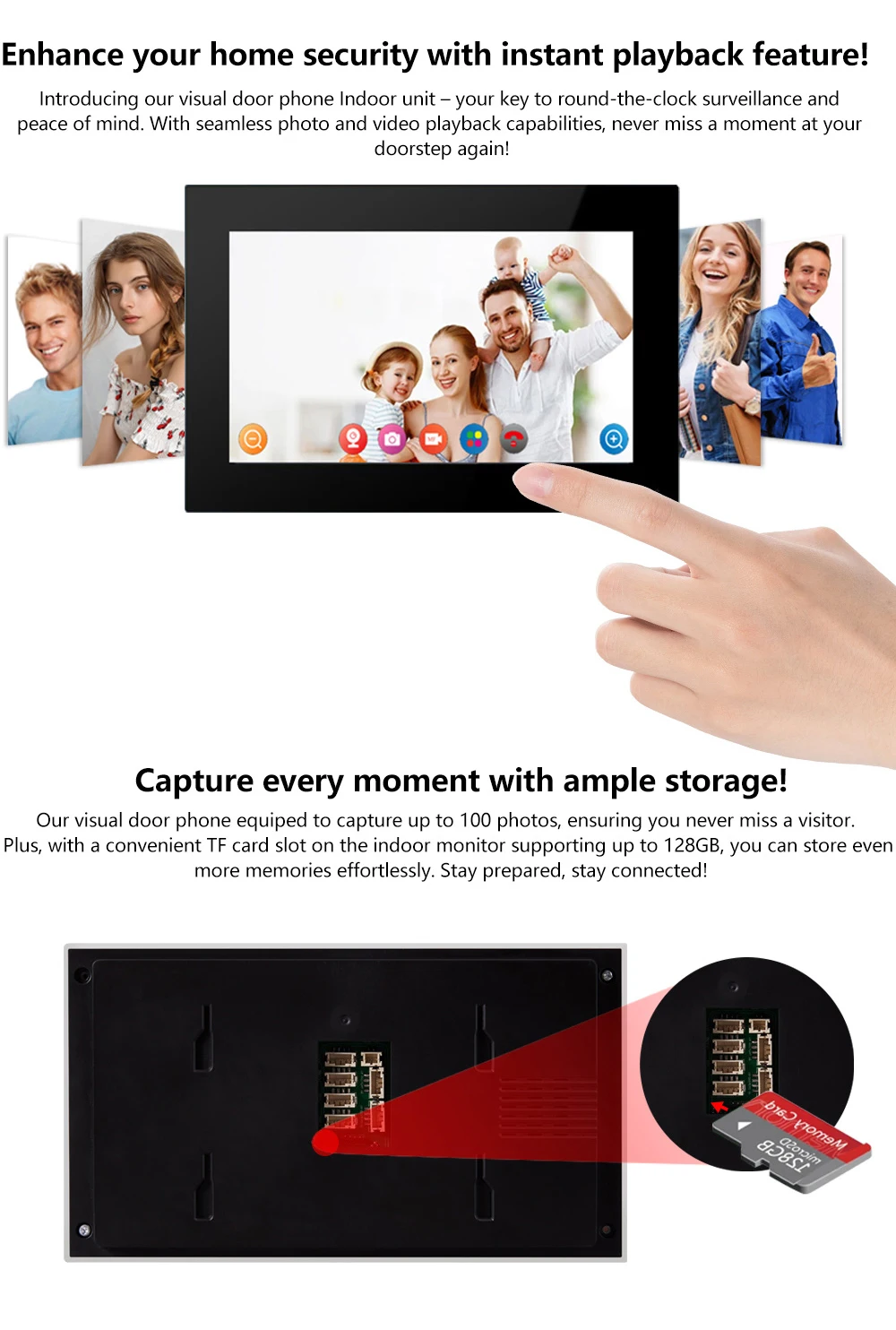 Support Tuya APP 7Inch Video DoorPhone Intercom System RFID Doorbell Camera Monitor Talk App Unlock HD Night Vision for Villa