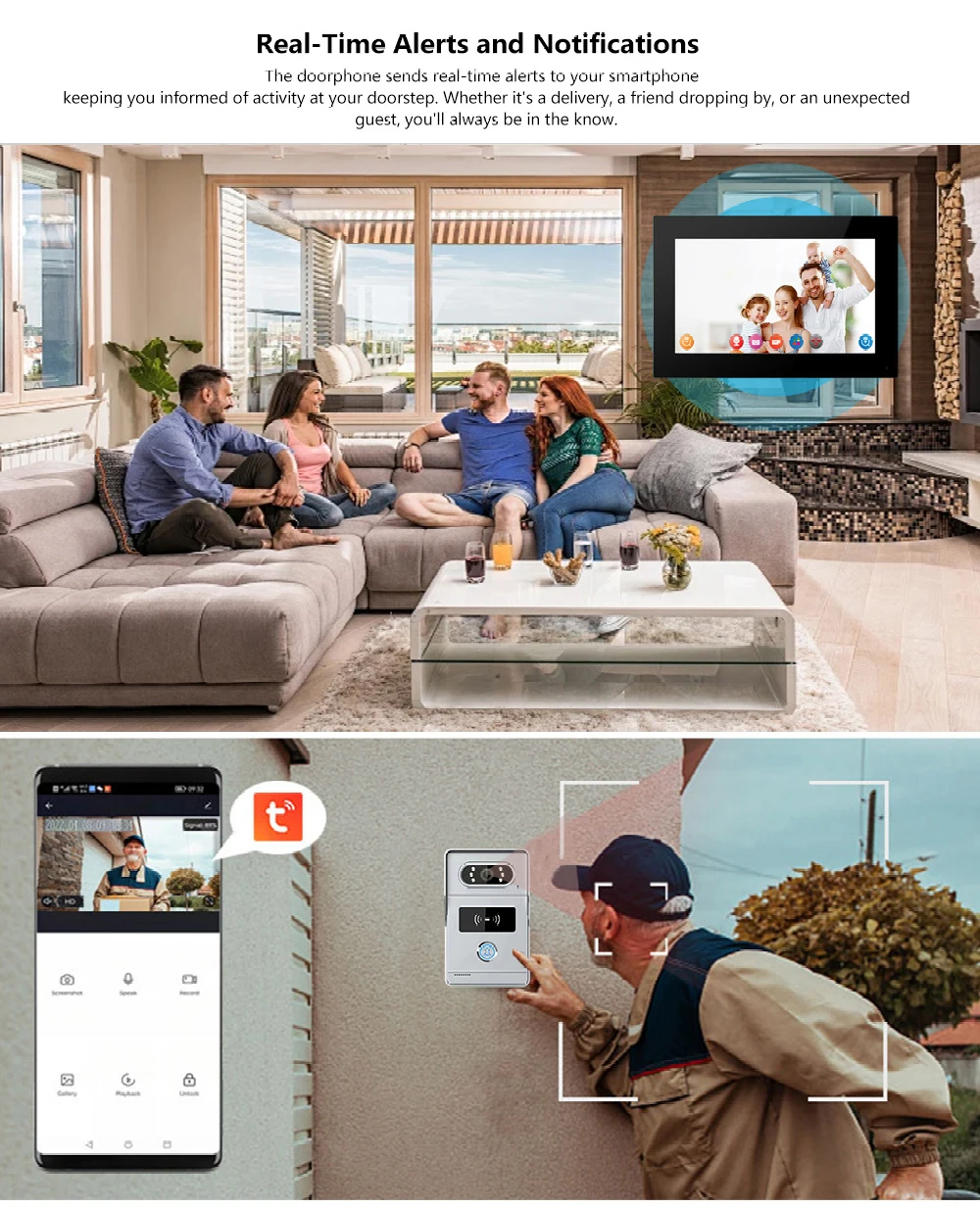 Support Tuya APP 7Inch Video DoorPhone Intercom System RFID Doorbell Camera Monitor Talk App Unlock HD Night Vision for Villa