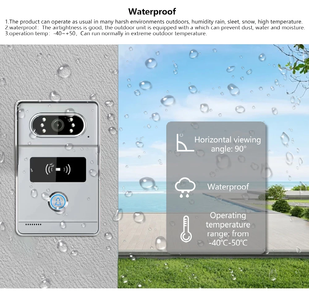Support Tuya APP 7Inch Video DoorPhone Intercom System RFID Doorbell Camera Monitor Talk App Unlock HD Night Vision for Villa