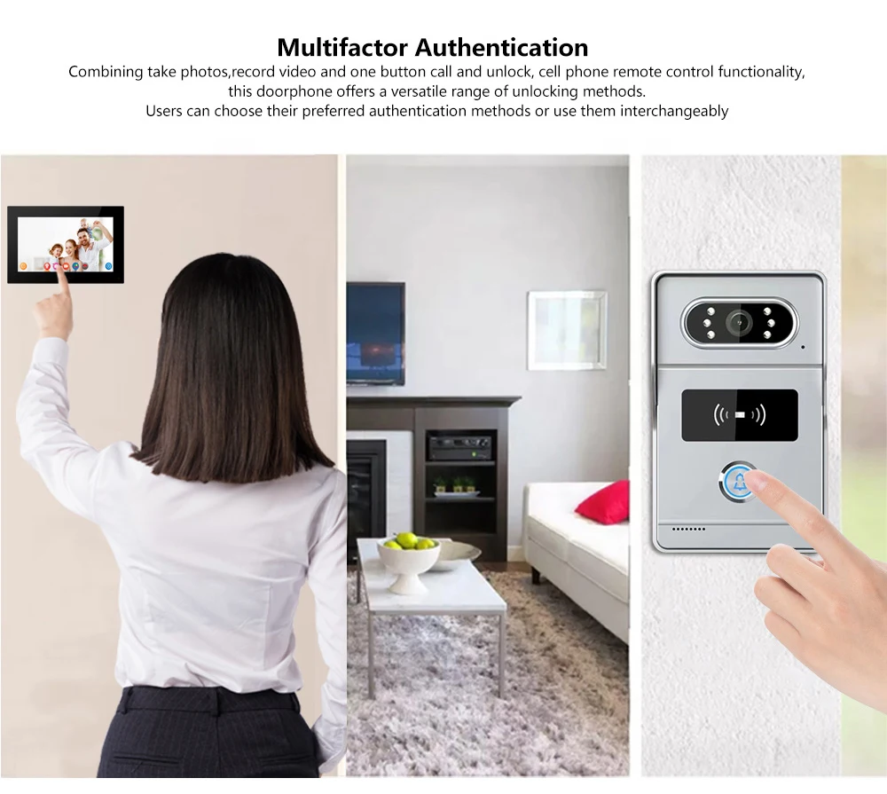 Support Tuya APP 7Inch Video DoorPhone Intercom System RFID Doorbell Camera Monitor Talk App Unlock HD Night Vision for Villa