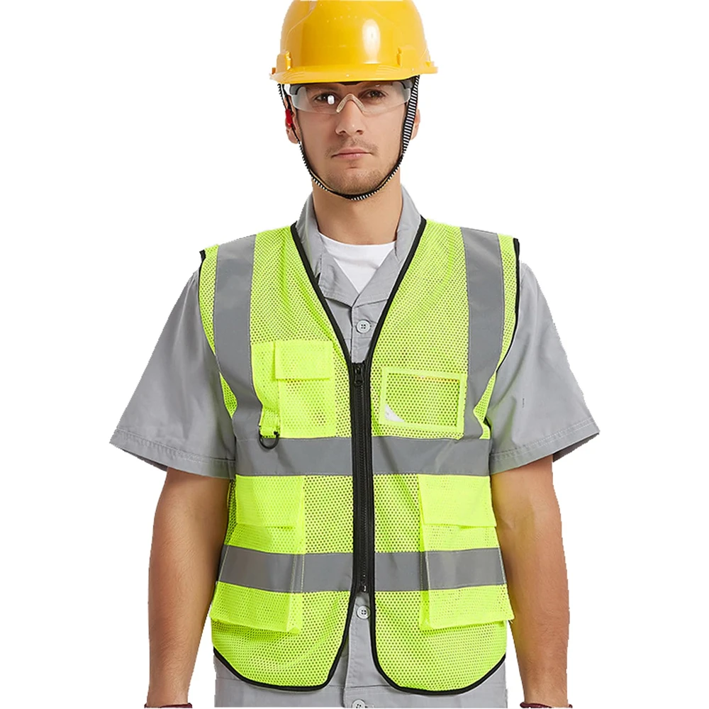 Summer Mesh Safety Vest Hi Vis Construction Work Clothes for Men Women Breathable Volunteer Uniform Custom Logo