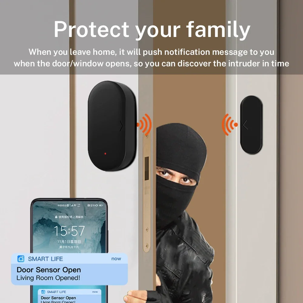 Tuya Zigbee Door Window Sensor For Smart Home Security Smart Life APP Remote Compatible with Google Assistant Yandex Alexa