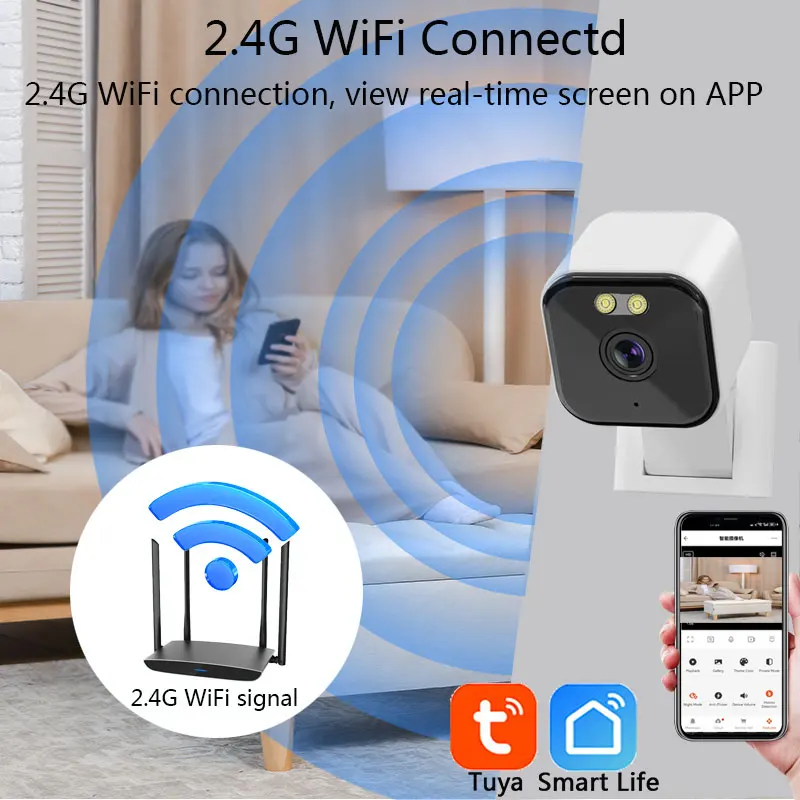 WiFi Tuya Camera Smart Home Security Camera 4MP HD Color Night Baby Monitor Two Way Audio Video Surveillance Security