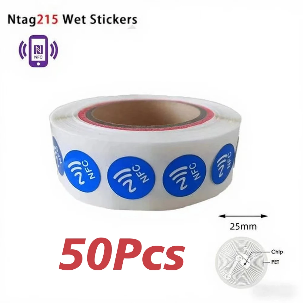 20/50/100Pcs Blue Adhesive NFC Programmable NFC Tags Compatible With Android & IPhone 504 Bytes Memory 13.56 Mhz Sticker