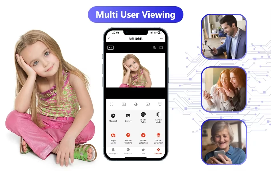 ANSVICAM Tuya 6MP HD 5G WiFi Indoor Security Camera 6x Zoom Baby Monitor Night Vision Auto Motion Detection 2-Way Audio Cameras