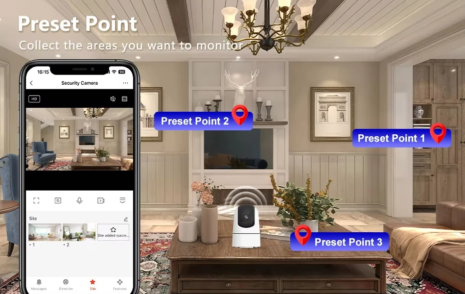 ANSVICAM Tuya 6MP HD 5G WiFi Indoor Security Camera 6x Zoom Baby Monitor Night Vision Auto Motion Detection 2-Way Audio Cameras