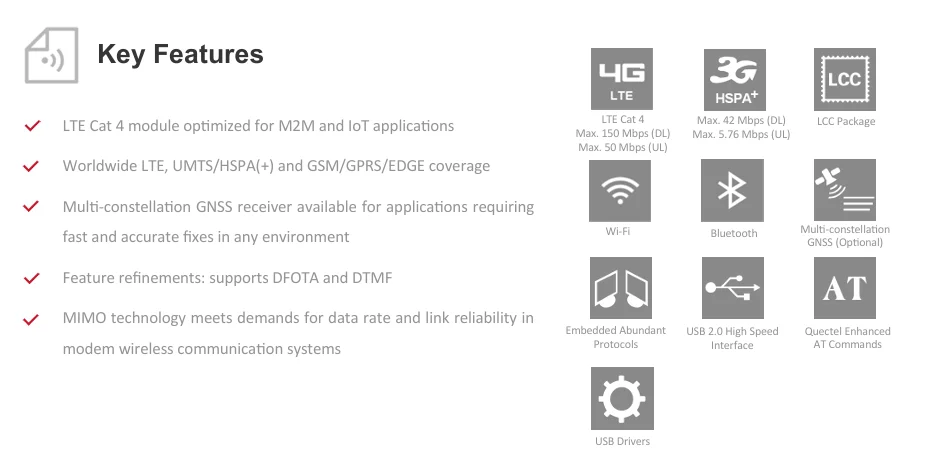 Quectel EC25 Series EC25-E/EC25-EU/EC25-A/EC25-AF/EC25-AFXD/EC25-AUX/EC25-EC/EG25-G/EC25-AFX/EC25-EUX LTE Mini PCIE with kits