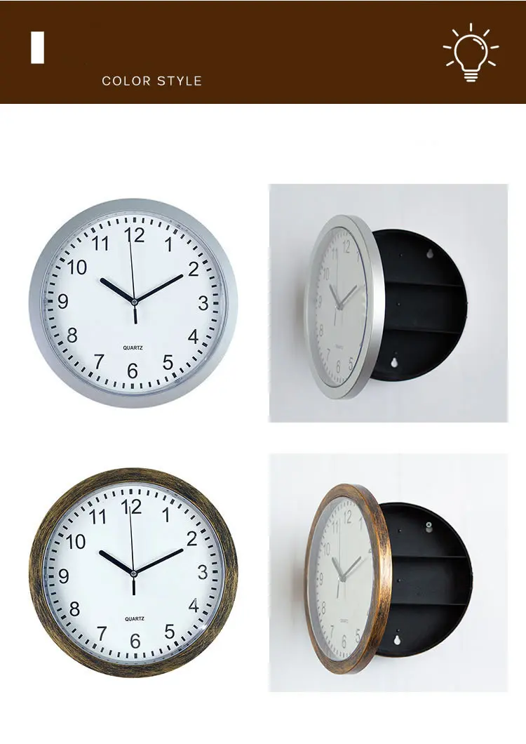 Creative Wall Clock Hidden Safe Box Sight Secret Compartment Hide Cash Jewelry Keys Valueables For Home Office Decoration Safe
