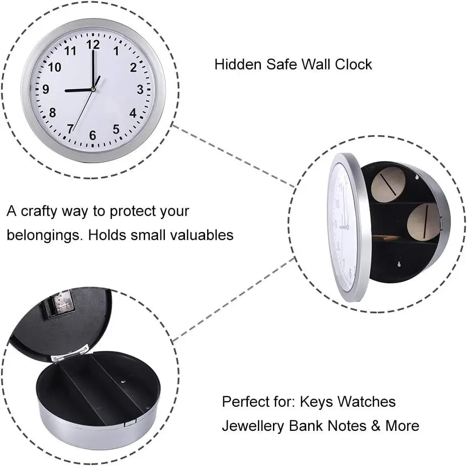 Creative Wall Clock Hidden Safe Box Sight Secret Compartment Hide Cash Jewelry Keys Valueables For Home Office Decoration Safe