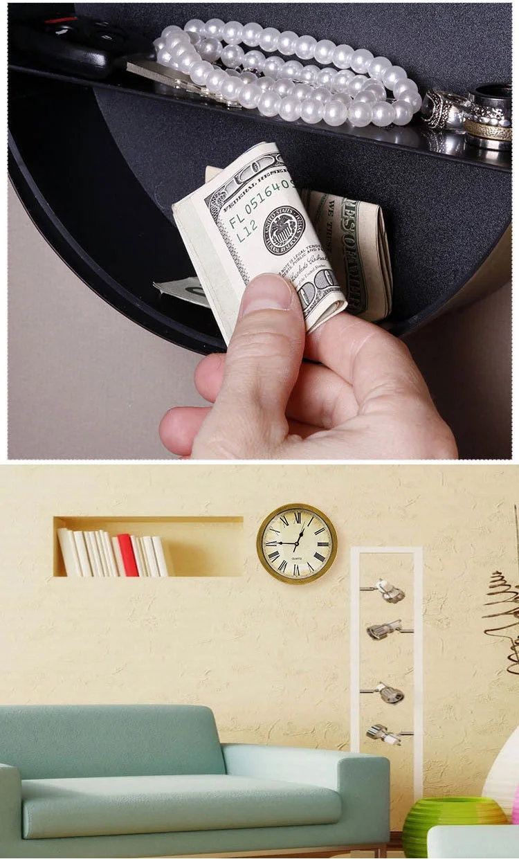 Creative Wall Clock Hidden Safe Box Sight Secret Compartment Hide Cash Jewelry Keys Valueables For Home Office Decoration Safe