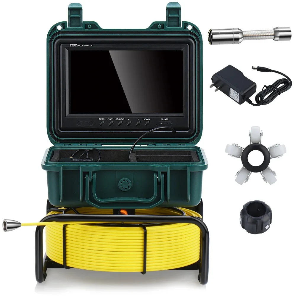 9" HD 1080P DVR/WiFi 16GB Card IP68 20/30/50M SYANSPAN Pipe Inspection Camera 23mm Drain Sewer Pipeline Industrial Endoscope