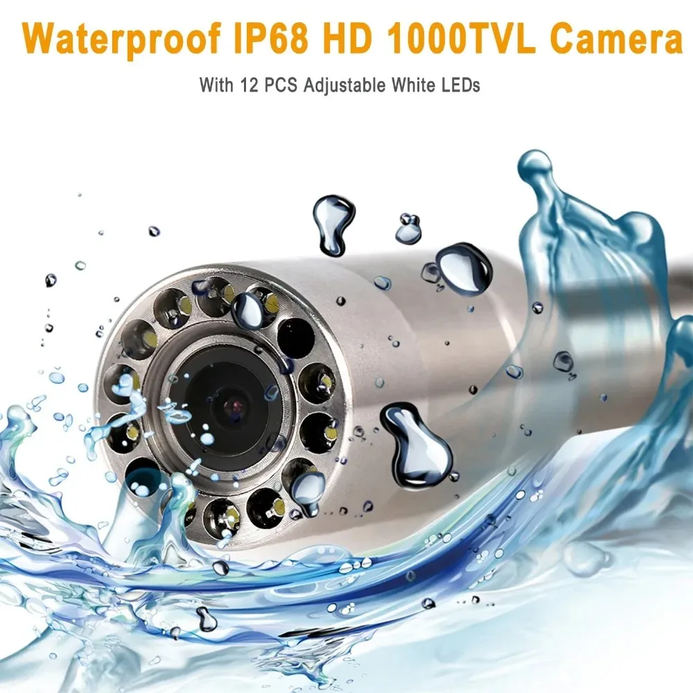 9" HD 1080P DVR/WiFi 16GB Card IP68 20/30/50M SYANSPAN Pipe Inspection Camera 23mm Drain Sewer Pipeline Industrial Endoscope