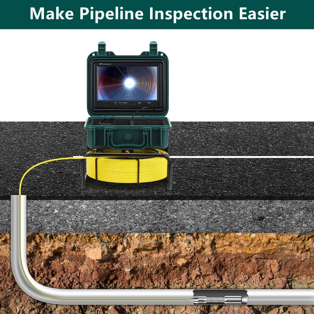 9" HD 1080P DVR/WiFi 16GB Card IP68 20/30/50M SYANSPAN Pipe Inspection Camera 23mm Drain Sewer Pipeline Industrial Endoscope