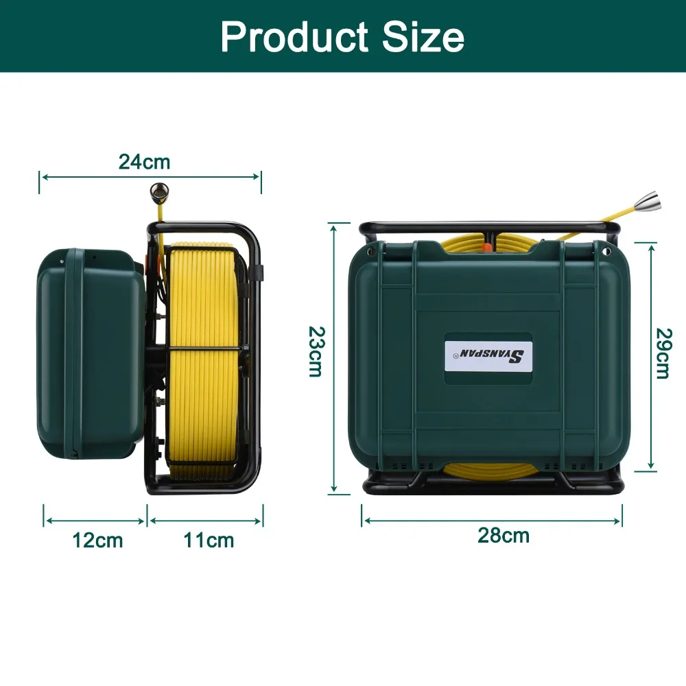 9" HD 1080P DVR/WiFi 16GB Card IP68 20/30/50M SYANSPAN Pipe Inspection Camera 23mm Drain Sewer Pipeline Industrial Endoscope