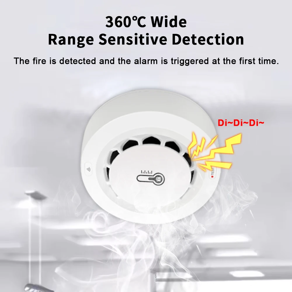 Tuya WiFi or Zigbee Smoke Detector with Temperature Humidity Detect 3 In 1 Support 80dB Sound Alarm Remote Push Alert Function