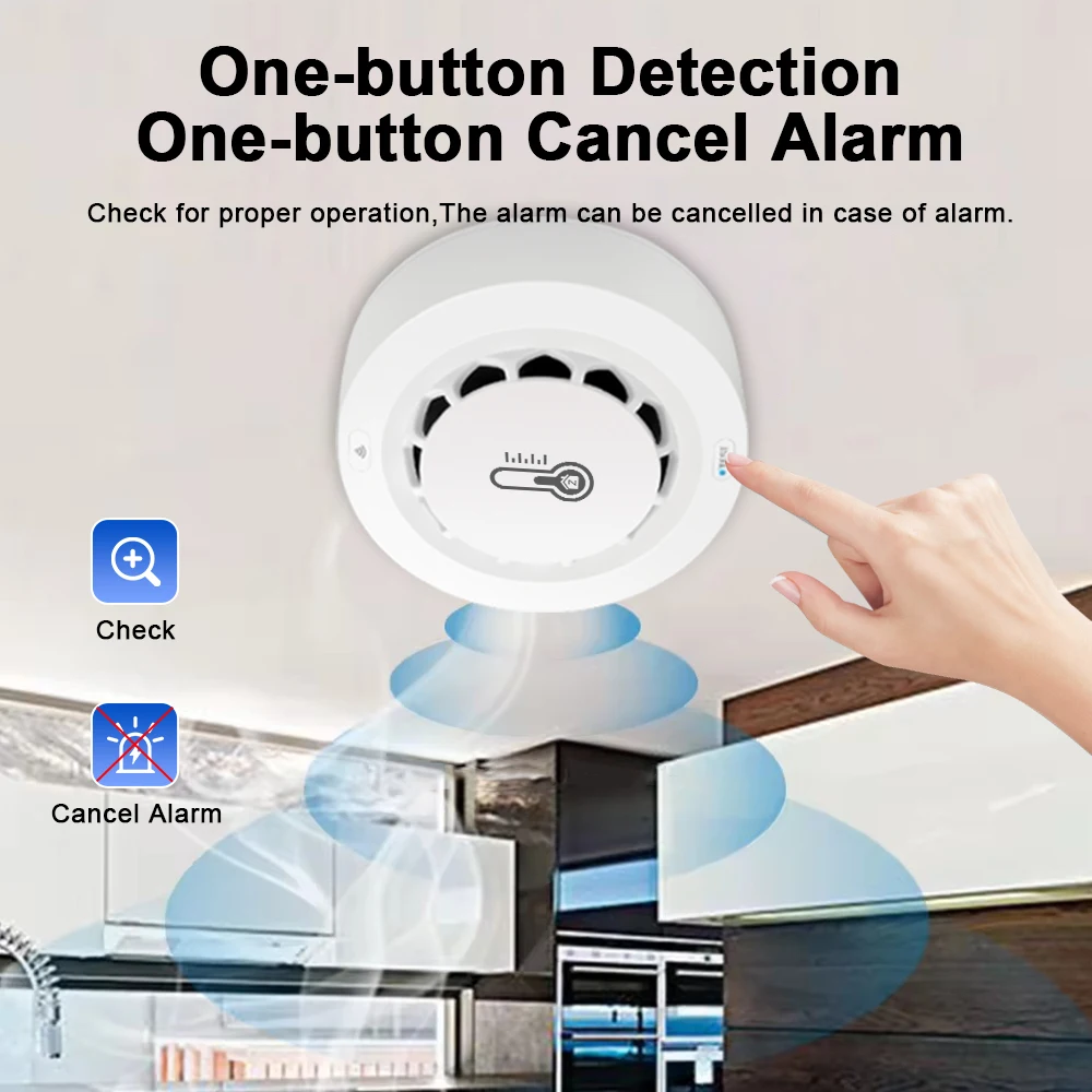 Tuya WiFi or Zigbee Smoke Detector with Temperature Humidity Detect 3 In 1 Support 80dB Sound Alarm Remote Push Alert Function