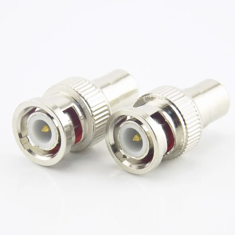 2pcs BNC Male End to RCA Female Plug COAX Adapter Connector Adapter F/M Couple for Security System Video CCTV Camera B5