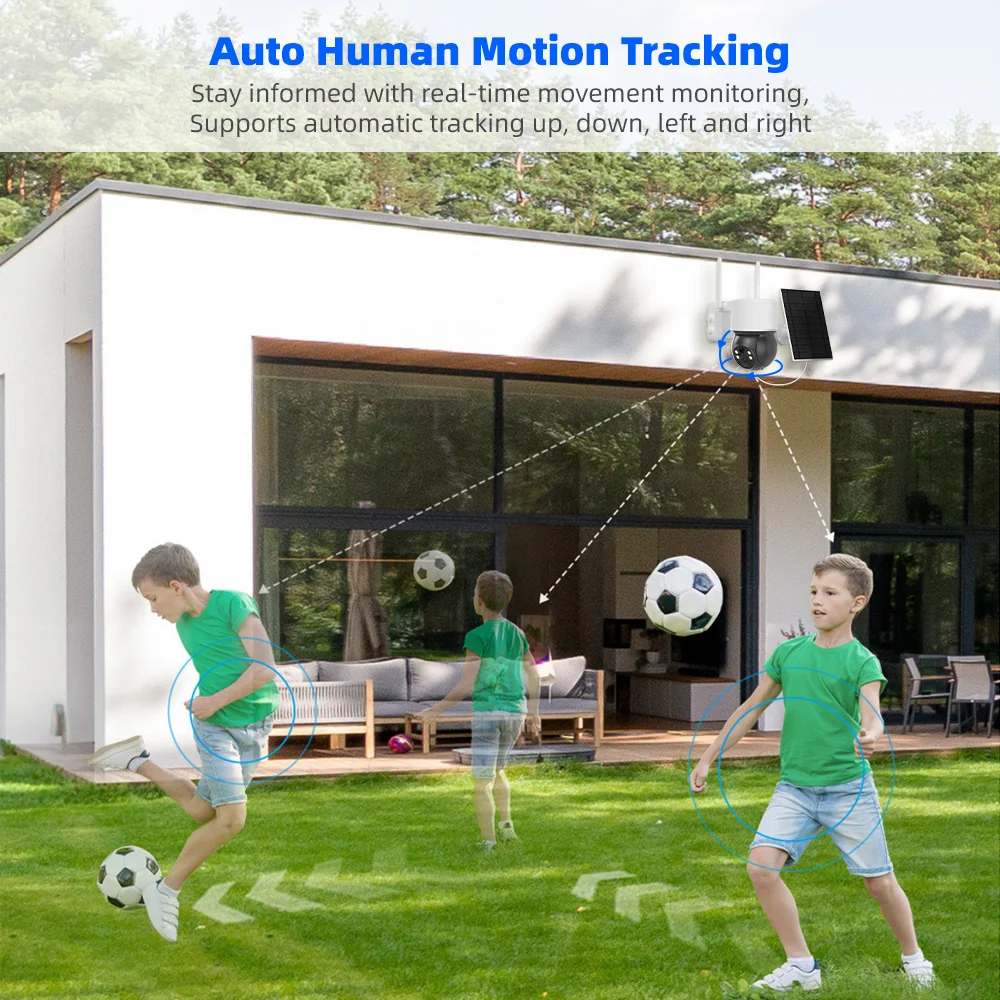 Tuya Smart Life APP 3MP WiFi Battery Solar Auto Motion Tracking PIR Surveillance Security Outdoor PTZ Color Night Vision Camera