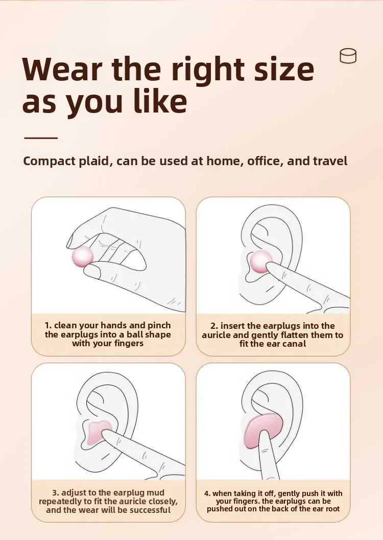 Soft Silicone Earplugs - Noise Reduction Waterproof Comfortable Fit, Suitable for Sleeping Swimming Creating a Quiet Environment