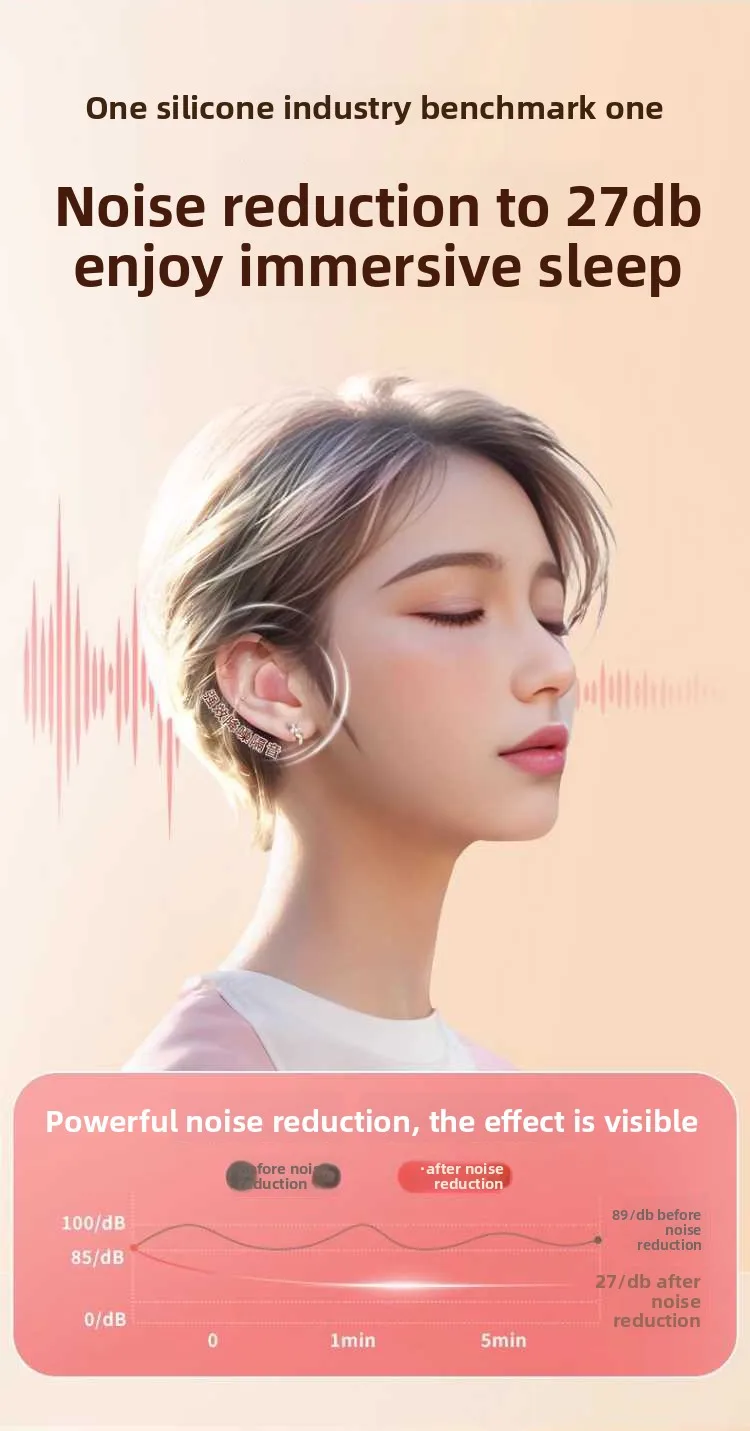 Soft Silicone Earplugs - Noise Reduction Waterproof Comfortable Fit, Suitable for Sleeping Swimming Creating a Quiet Environment