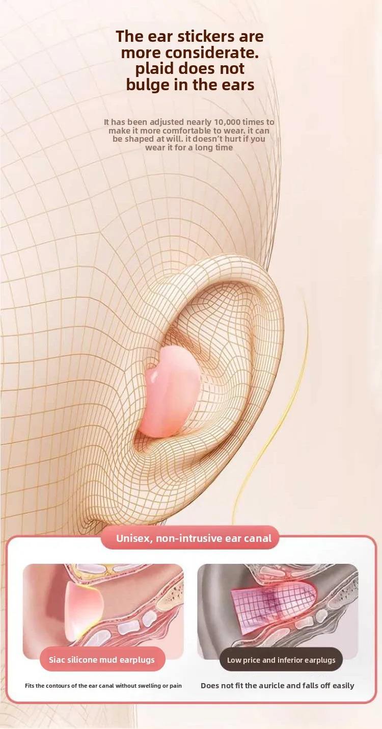 Soft Silicone Earplugs - Noise Reduction Waterproof Comfortable Fit, Suitable for Sleeping Swimming Creating a Quiet Environment