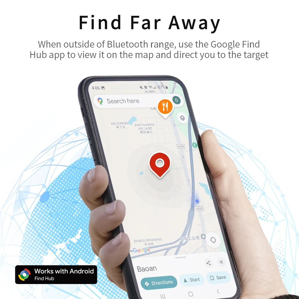 4PCS Security Tracker Android Anti Loss Smart Tag via Google's Find Hub Navigation Finder Locator for Xiaomi Samsung Pixel Vivo