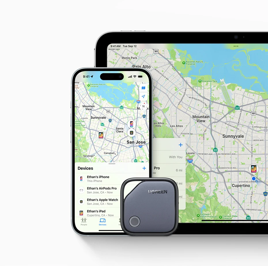 UGREEN Smart Bluetooth Tracker, Keys Finder Item Locator SmartTag Up to 2 Year Battery Phone Finder For Apple Find My (only IOS)