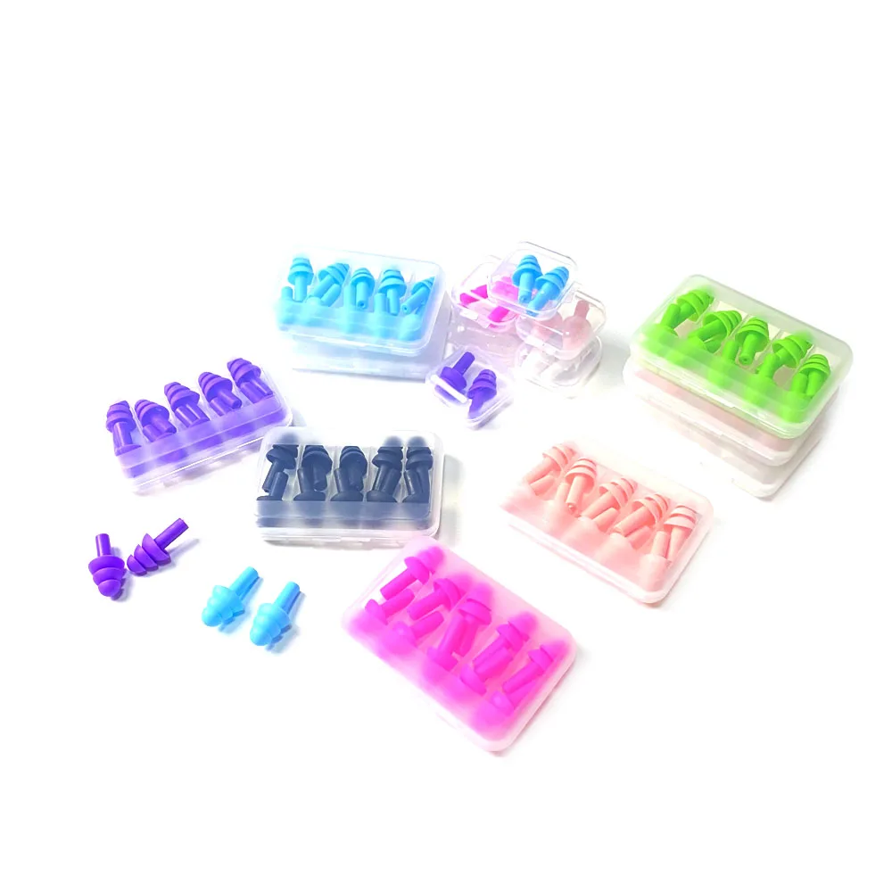 1Box Is 5Pairs New Comfort Earplugs Noise Reduction Silicone Soft Ear Plugs Swimming Silicone Earplugs Protective For Sleep