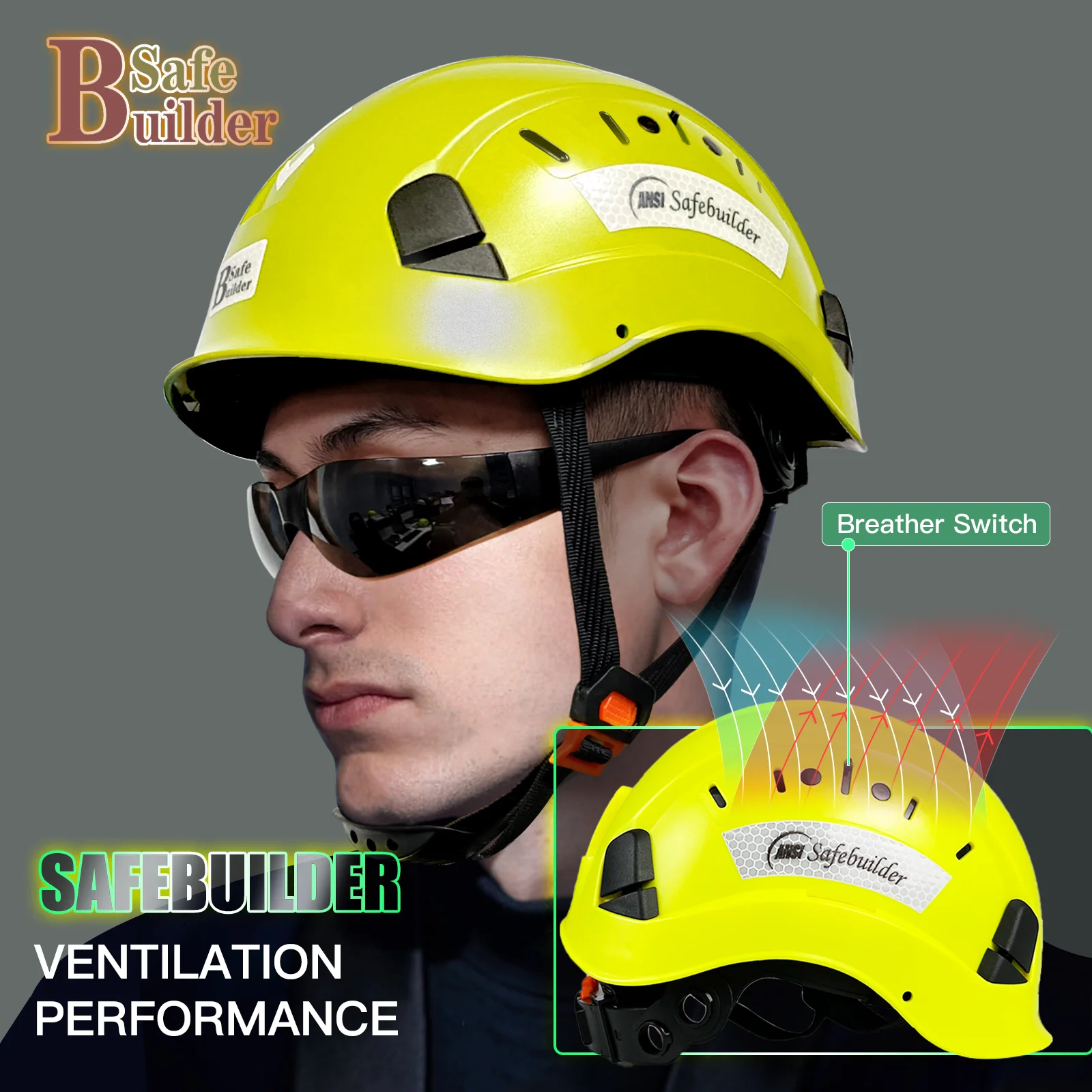ANSI Z89.1 Construction Safety Helmet ABS Hard Hat Adjustable Ventilation System Hardhats Industrial Work Head Protection