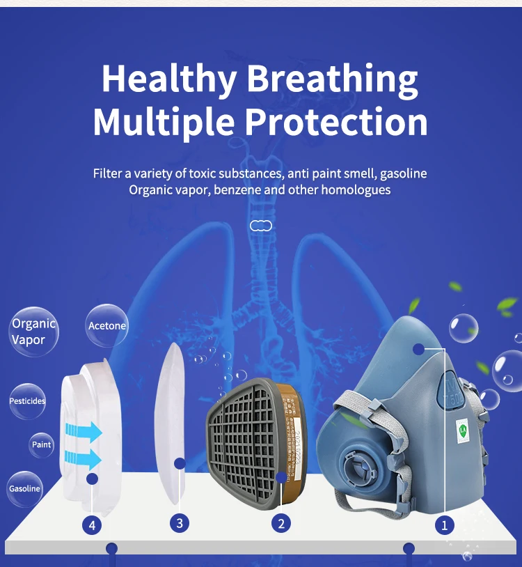 7502 Respirator Mask Protective Mask Industry Painting Spray Dust Gas Mask With 501 5N11 6001CN Chemcial Half Face Mask