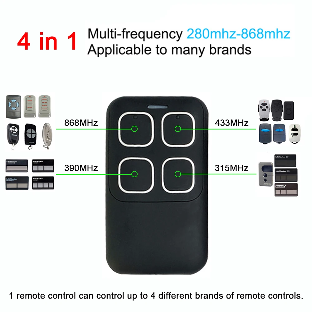 Garage Door Remote Control Duplicator 433.92MHz 868.3MHz Garage Door Command Opener Electric Gate Control For Fixed Rolling Code