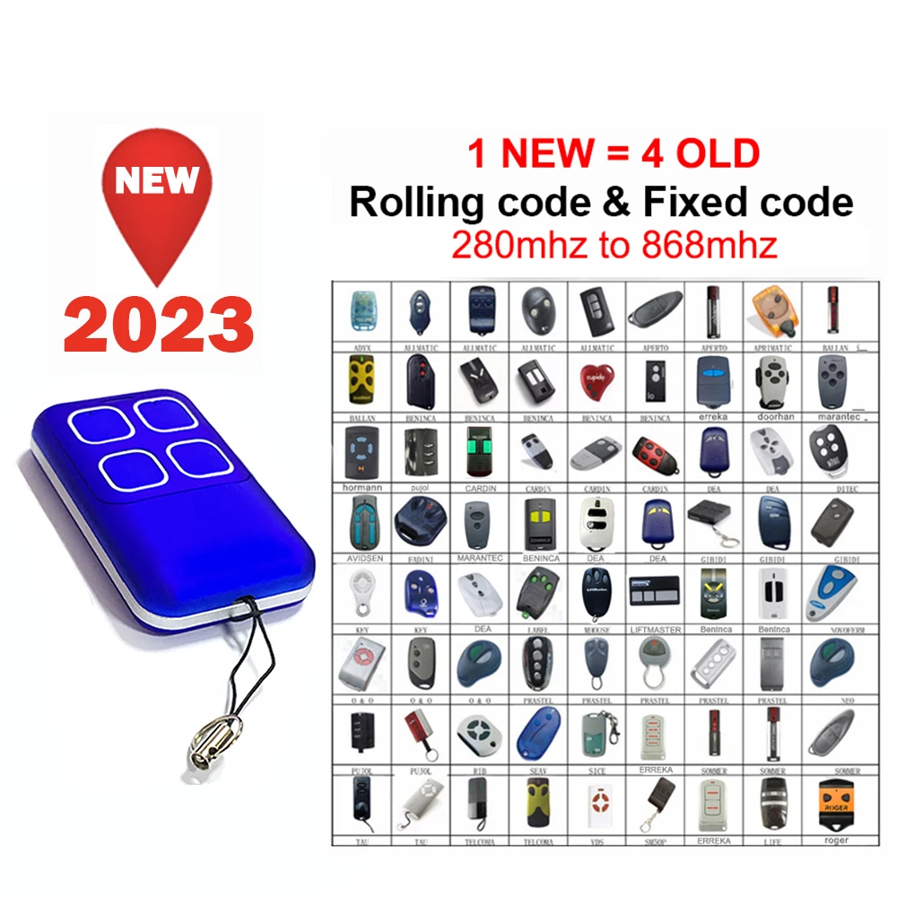 Garage Door Remote Control Duplicator 433.92MHz 868.3MHz Garage Door Command Opener Electric Gate Control For Fixed Rolling Code