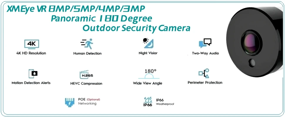 XMeye POE IP Camera HD 4MP 1080P 2.8MM Len Outdoor Security Camera with 85ft IR Night Vision Remote Viewing IP66 Waterproof 2.5K