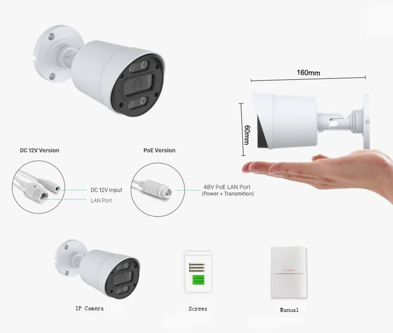 XMeye POE IP Camera HD 4MP 1080P 2.8MM Len Outdoor Security Camera with 85ft IR Night Vision Remote Viewing IP66 Waterproof 2.5K