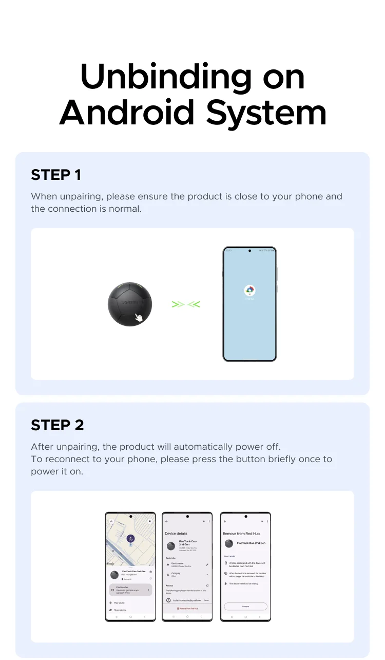UGREEN FineTrack Mini Duo 2‑in‑1 Tracker, Smart Bluetooth Item Locator Tag For Apple Find My (iOS) & Find Hub App (Android)