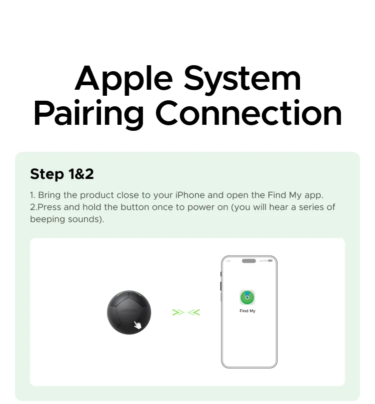 UGREEN FineTrack Mini Duo 2‑in‑1 Tracker, Smart Bluetooth Item Locator Tag For Apple Find My (iOS) & Find Hub App (Android)