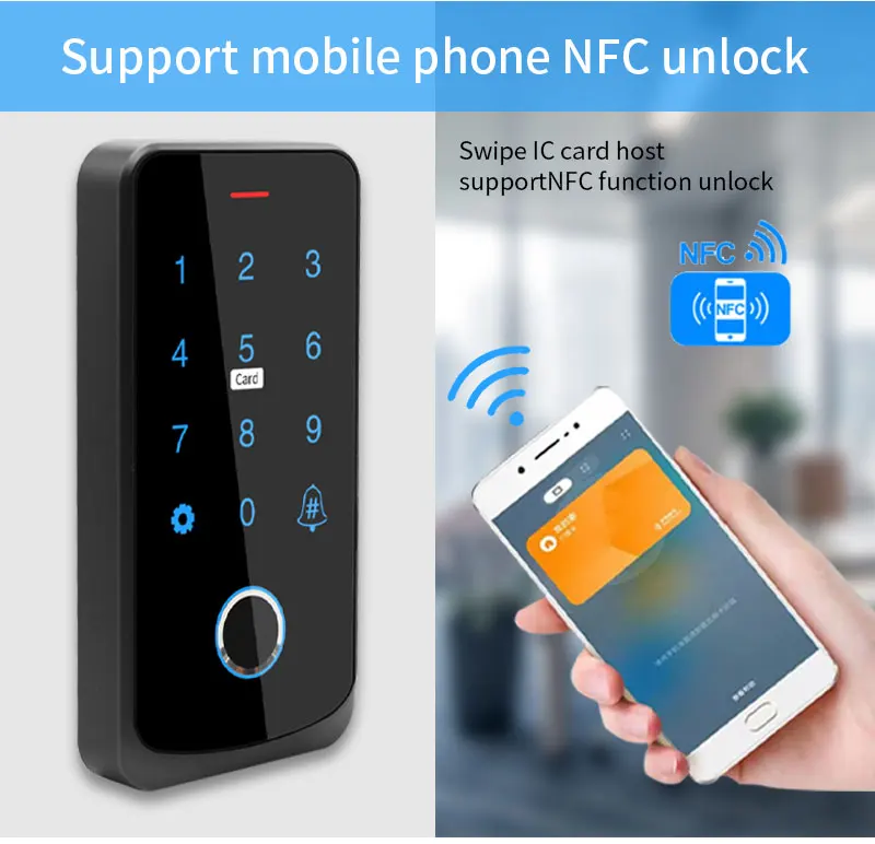 Garage Door Opener Motor Kit with Fingerprint Access Controller Bluetooth Tuya App NFC Lock Power Supply Control for Swing Gates