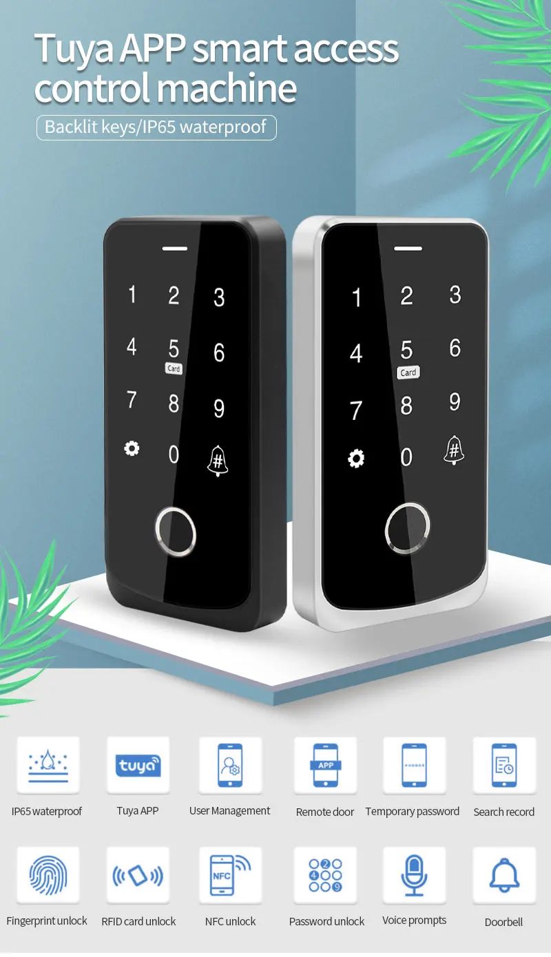 Garage Door Opener Motor Kit with Fingerprint Access Controller Bluetooth Tuya App NFC Lock Power Supply Control for Swing Gates
